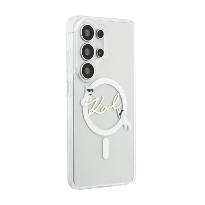 Karl Lagerfeld IML Choupette Karl Script Logo Magnetic Case for Samsung Galaxy S26 Ultra Transparent