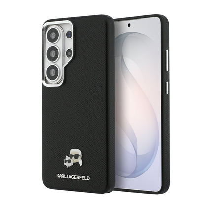 Karl Lagerfeld Grained PU Leather K&CH Heads Magnetic Case for Samsung Galaxy S26 Ultra Black