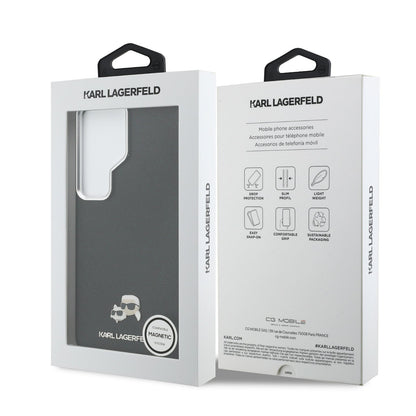 Karl Lagerfeld Grained PU Leather K&CH Heads Magnetic Case for Samsung Galaxy S26 Ultra Black