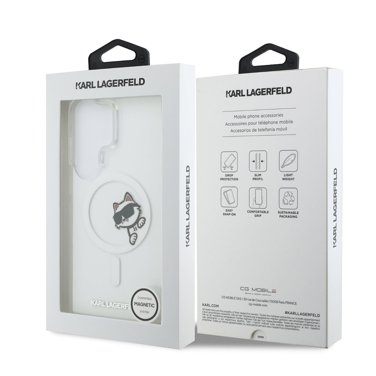 Karl Lagerfeld IML Choupette Peekaboo Logo Magnetic Case for Samsung Galaxy S26 Ultra Transparent
