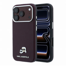Karl Lagerfeld PU Grained Semi Wrap K&CH Heads Magsafe Case for iPhone 18 Pro Max Burgundy