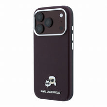 Karl Lagerfeld PU Grained Semi Wrap K&CH Heads Magsafe Case for iPhone 18 Pro Max Burgundy