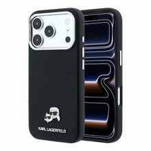 Karl Lagerfeld PU Grained Semi Wrap K&CH Heads Magsafe Case for iPhone 18 Pro Black