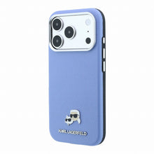 Karl Lagerfeld PU Grained Semi Wrap K&CH Heads Magsafe Case for iPhone 18 Pro Blue
