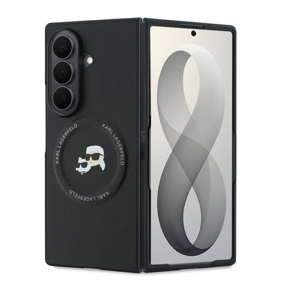 Karl Lagerfeld PU Karl and Choupette Heads Magnetic Case for Samsung Galaxy Z Fold 8 Ultra Black