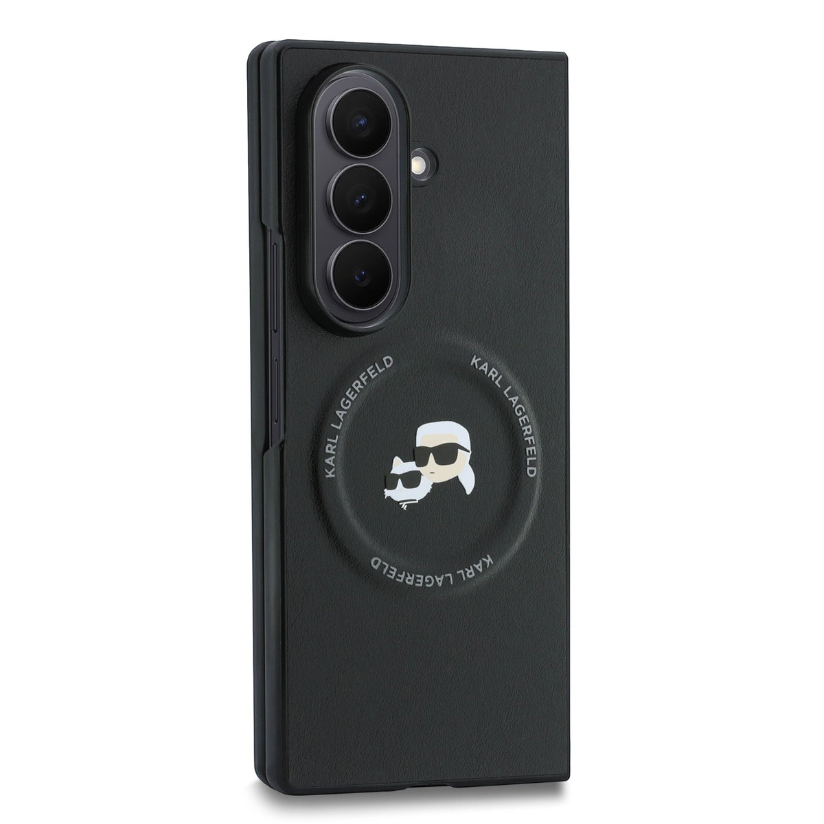 Karl Lagerfeld PU Karl and Choupette Heads Magnetic Case for Samsung Galaxy Z Fold 8 Ultra Black