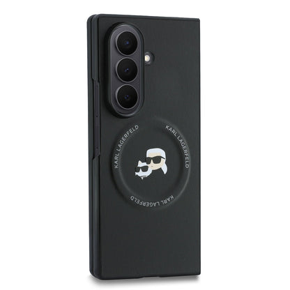 Karl Lagerfeld PU Karl and Choupette Heads Magnetic Case for Samsung Galaxy Z Fold 8 Ultra Black