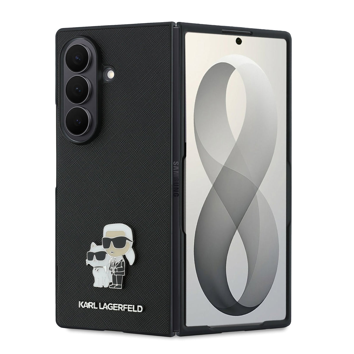 Karl Lagerfeld PU Saffiano Karl and Choupette Case for Samsung Galaxy Z Fold 8 Ultra Black