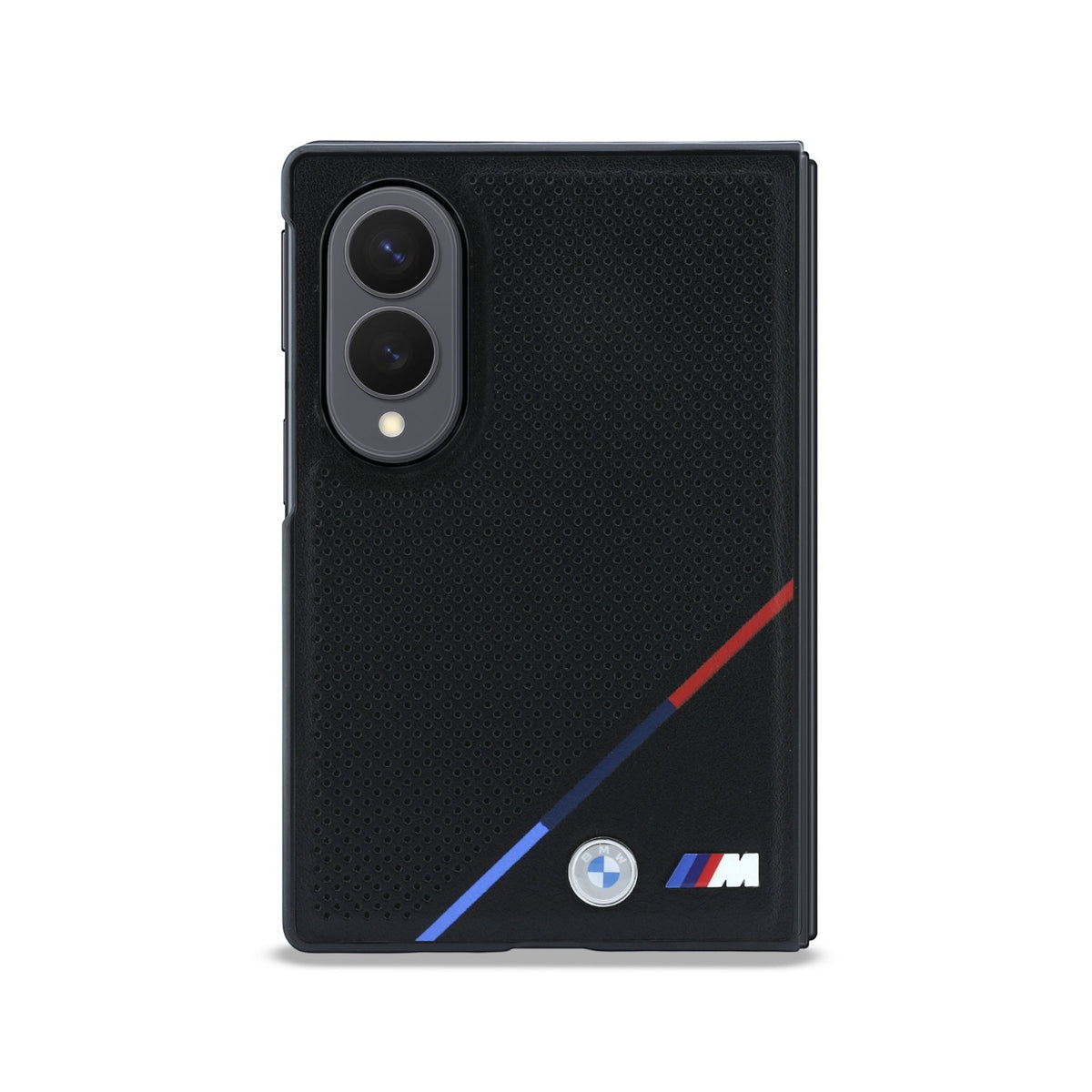 BMW M PU Perforated Tricolor Stripe Magnetic Case for Samsung Galaxy Z Fold 8 Black