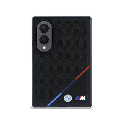 BMW M PU Perforated Tricolor Stripe Magnetic Case for Samsung Galaxy Z Fold 8 Black