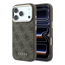 Guess PU Leather 4G Gold Frame MagSafe Case for iPhone 18 Pro Max Brown