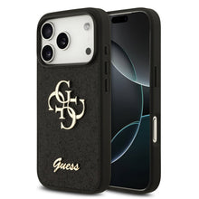 Guess PU Fixed Glitter 4G Metal Logo Case for iPhone 18 Pro Black