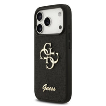 Guess PU Fixed Glitter 4G Metal Logo Case for iPhone 18 Pro Black