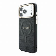 Guess PU Leather 4G Gold Frame Embossed MagSafe Case for iPhone 18 Pro Max Black